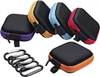 Mini carrying cases with 5 pieces case hook, including red, blue, yellow, orange, purple 5 colors cases, great for multiple use or share with your family and friends.  The internal mesh keeps your headphones in place,so headphones.